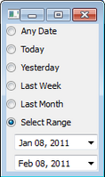 ctkDateRangeWidget A utility widget to select a range in time.