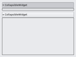 ctkCollapsibleButton A container with a QPushButton on top that controls the visible state of the contents