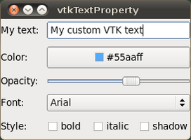 ctkVTKTextPropertyWidget A widget to control vtkTextProperty most common properties